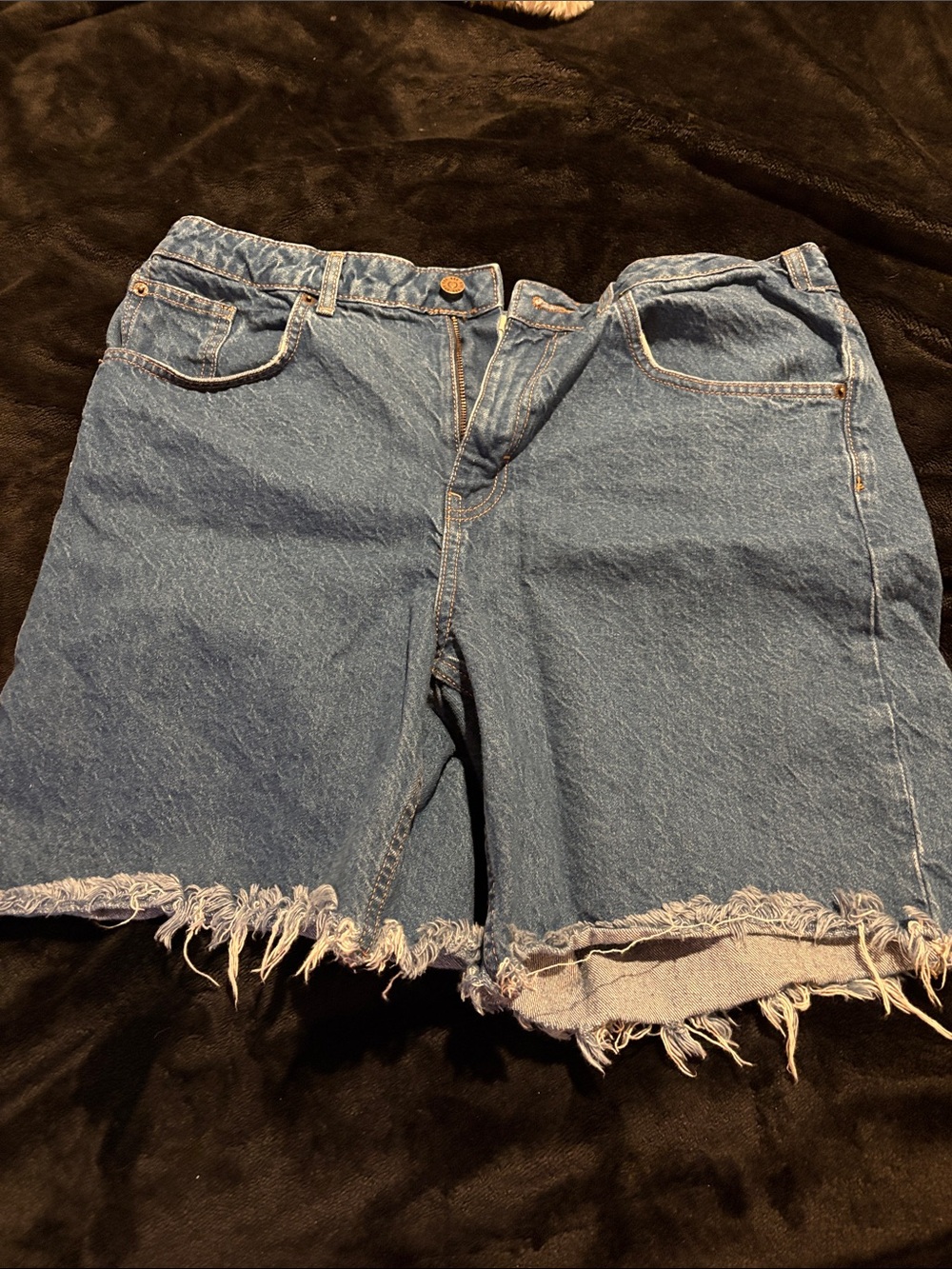 BDG Light Blue Frayed Hem Denim Bermudas